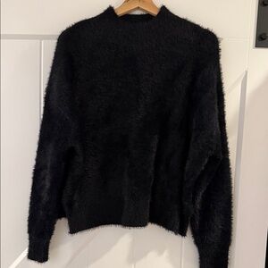 Altar'd State Fuzzy Black Crew Neck Sweater